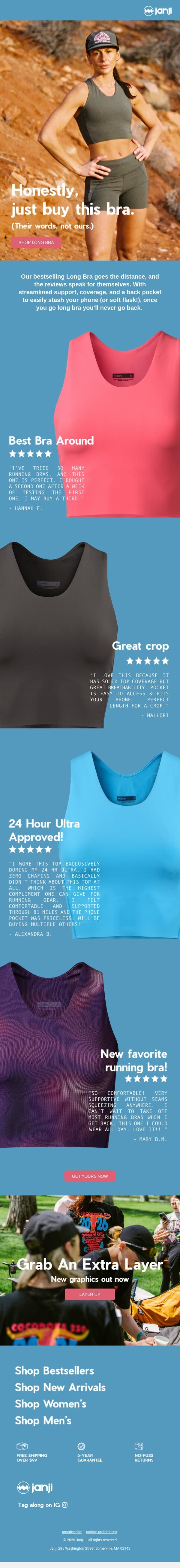 “My New Favorite Running Bra” 🌟 email from Janji screenshot