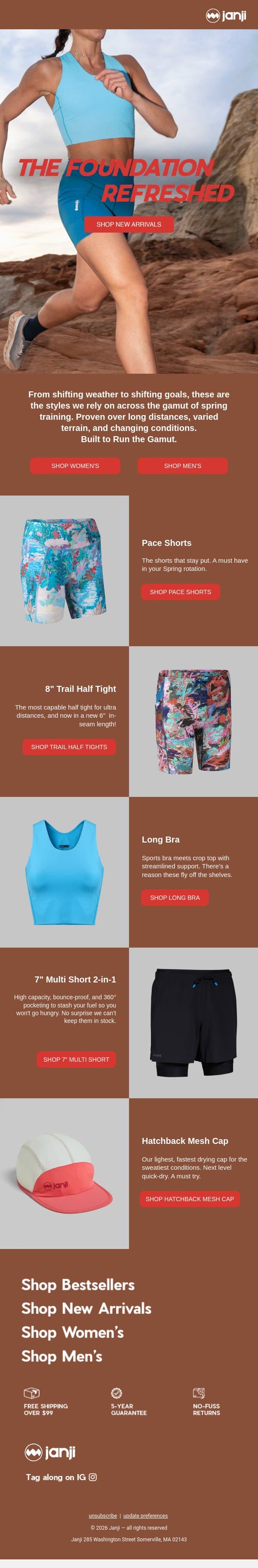 NEW ARRIVALS YOU NEED NOW email from Janji screenshot
