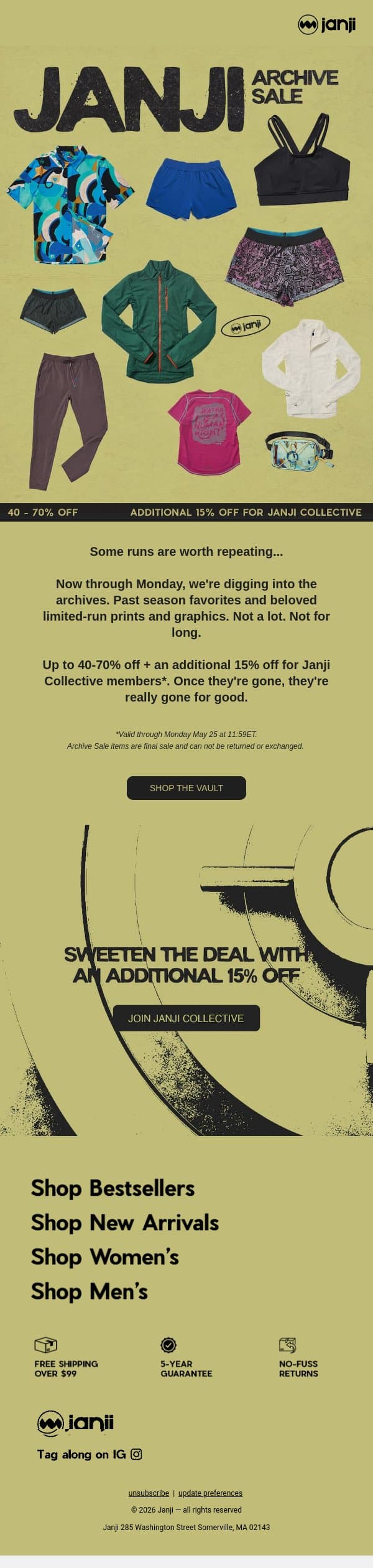 THE VAULT IS OPEN email from Janji screenshot