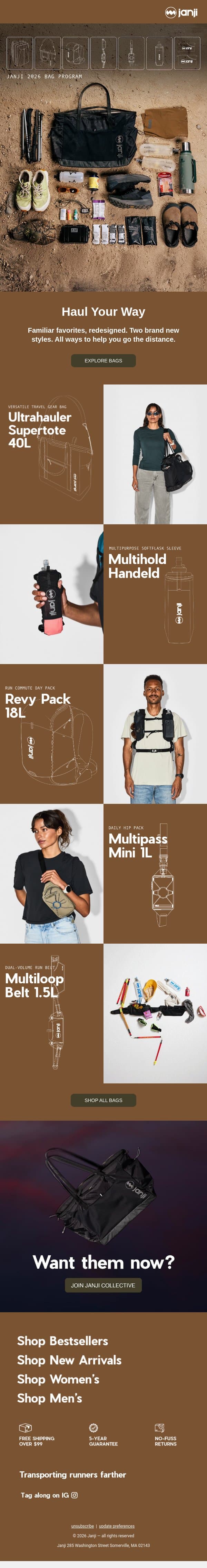 BAGS ARE BACK! email from Janji screenshot