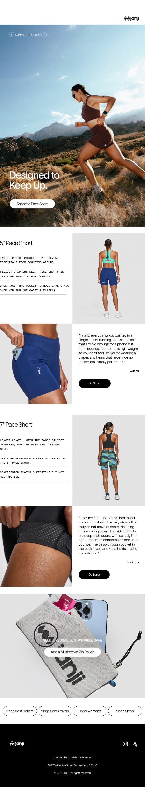Fan-Fav Shorts, Now In New Colors email from Janji screenshot