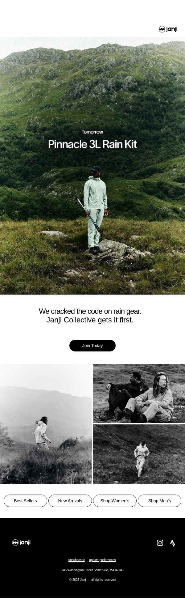 TOMORROW: RACE-READY RAINWEAR email from Janji screenshot