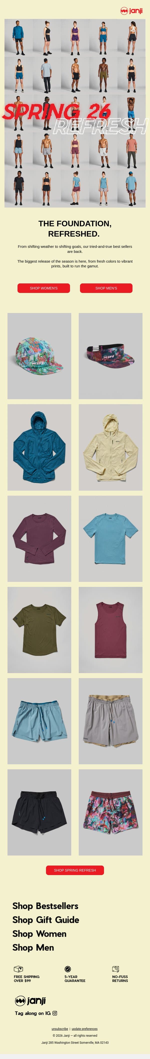 OUT NOW: SPRING 26 email from Janji screenshot