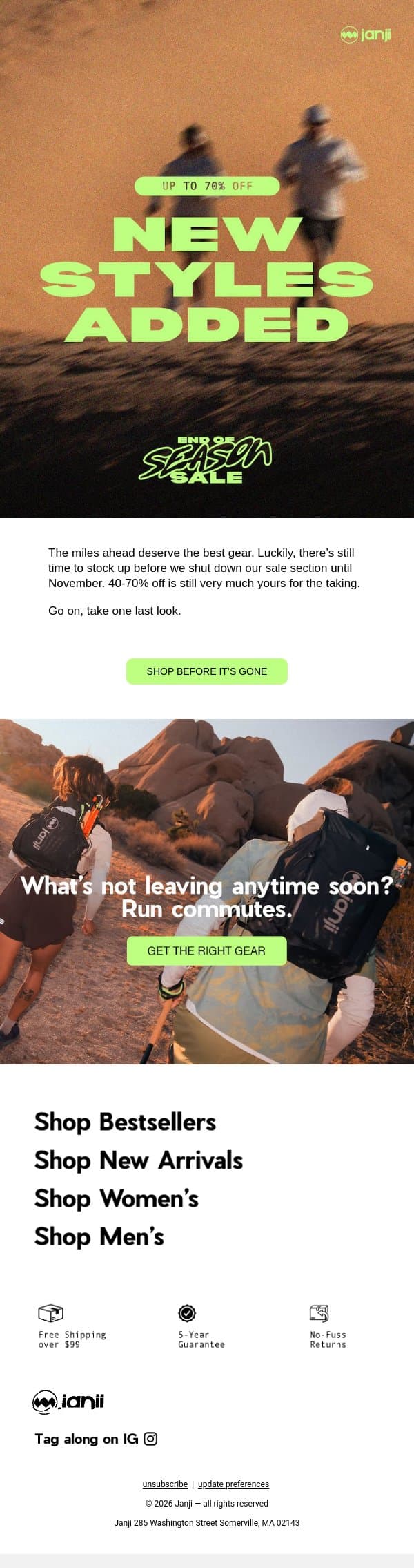 IT'S NOW OR NOVEMBER email from Janji screenshot