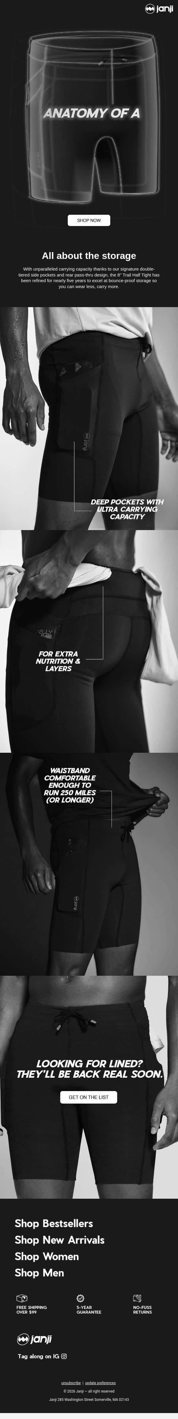 Wear Less, Carry More email from Janji screenshot