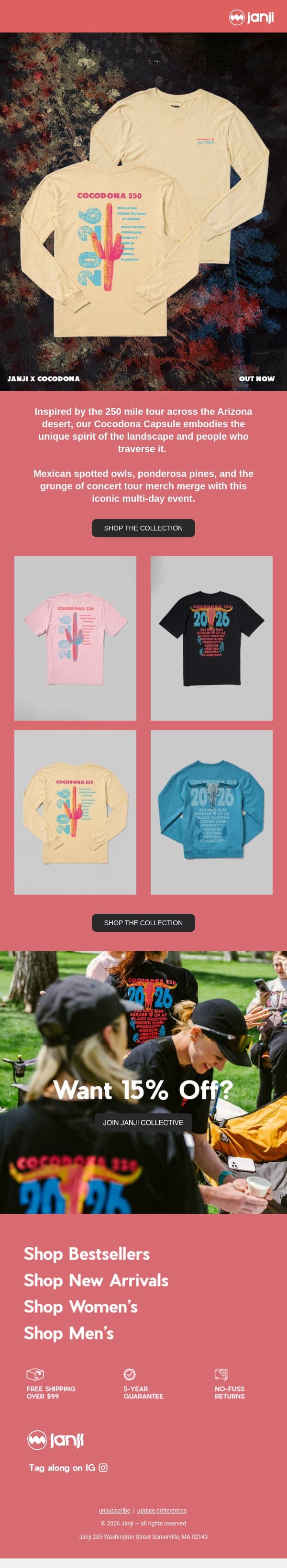 OUT NOW: JANJI X COCODONA email from Janji screenshot