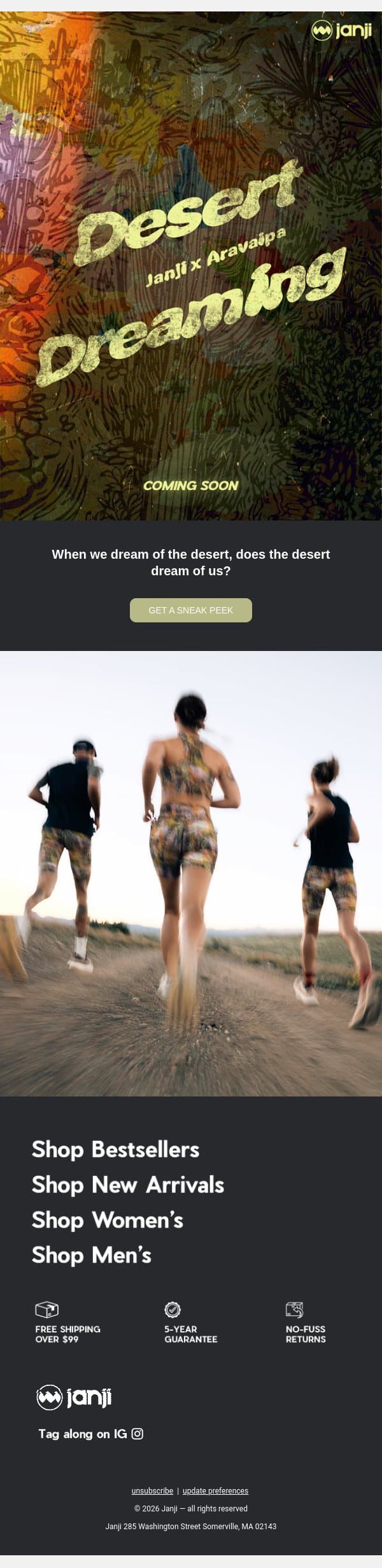 COMING SOON: JANJI X ARAVAIPA email from Janji screenshot