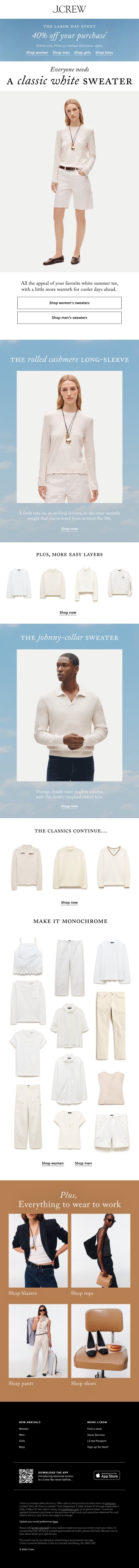 The sweater version of your favorite white tee email from J.Crew screenshot