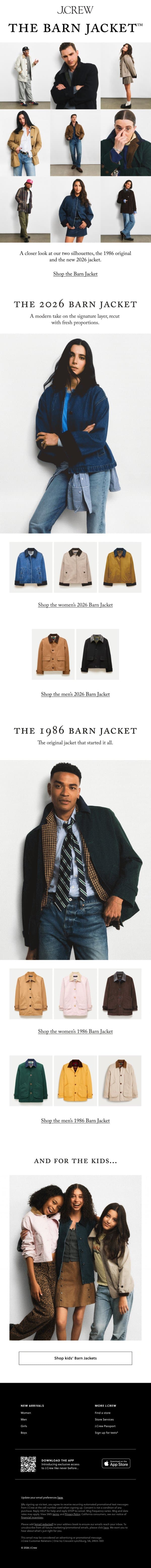The Barn Jacket, since 1986 email from J.Crew screenshot