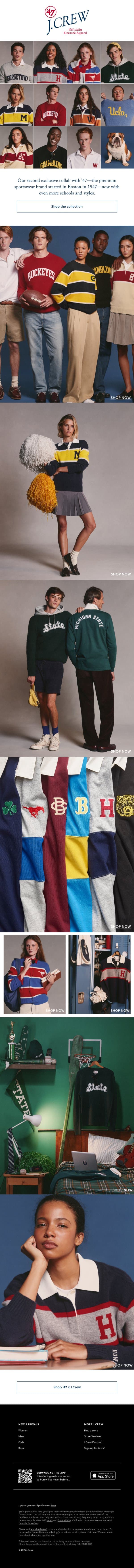 Just in: our campus collection with ’47 email from J.Crew screenshot