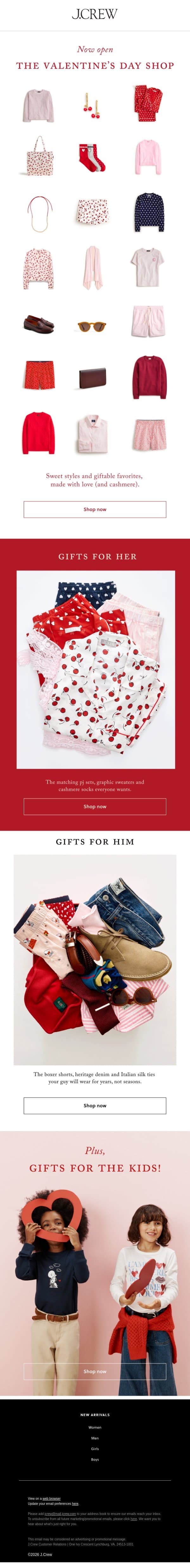 Be our valentine 💘 email from J.Crew screenshot