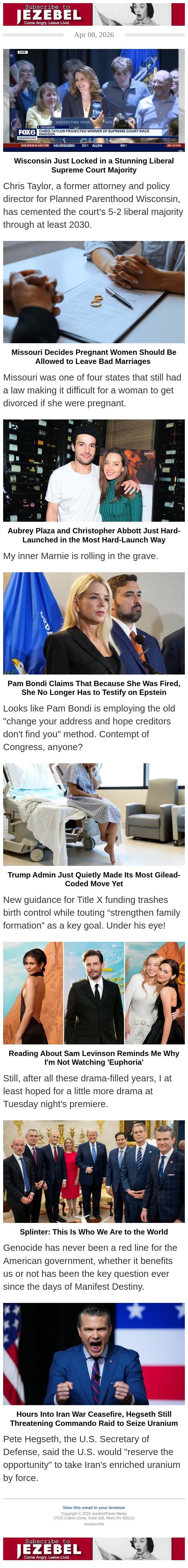 Trump Admin Just Quietly Made Its Most Gilead-Coded Move Yet email from Jezebel screenshot