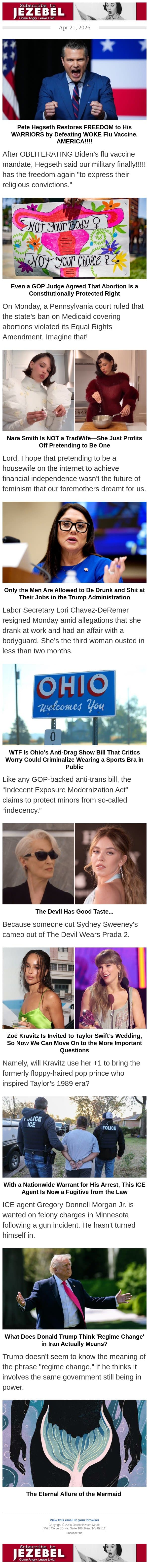 Only the Men Are Allowed to Be Drunk and Shit at Their Jobs in the Trump Administration email from Jezebel screenshot