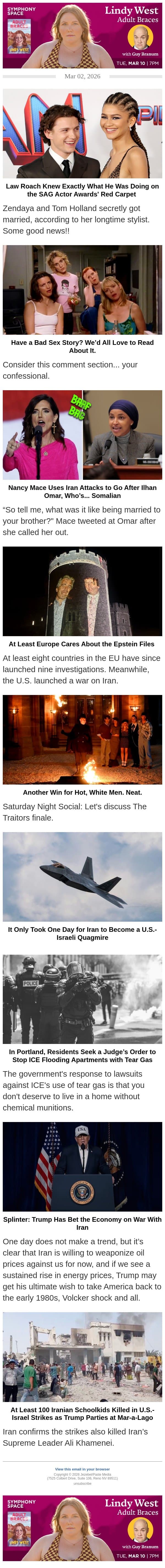 At Least Europe Cares About the Epstein Files email from Jezebel screenshot