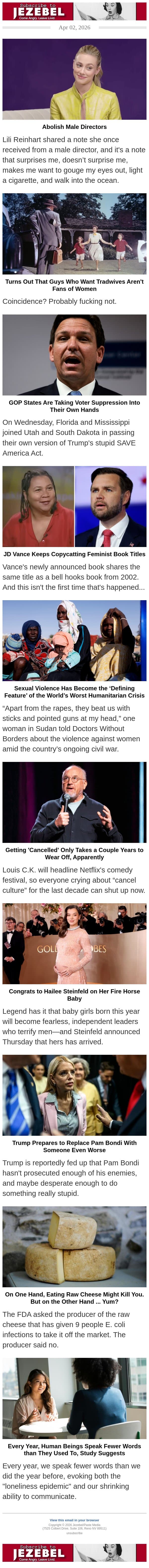 Turns Out That Guys Who Want Tradwives Aren’t Fans of Women email from Jezebel screenshot