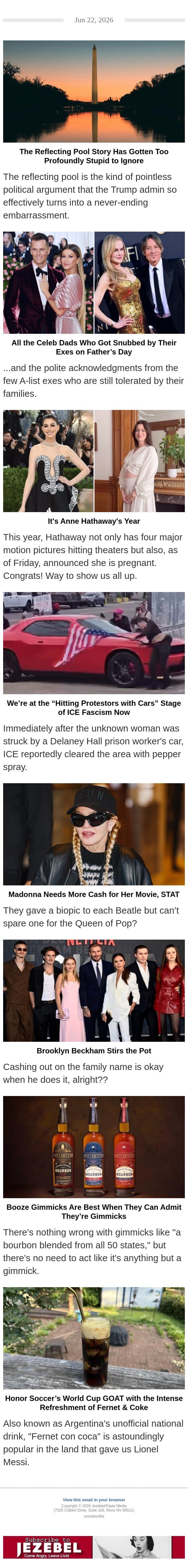 The Reflecting Pool Story Has Gotten Too Profoundly Stupid to Ignore email from Jezebel screenshot