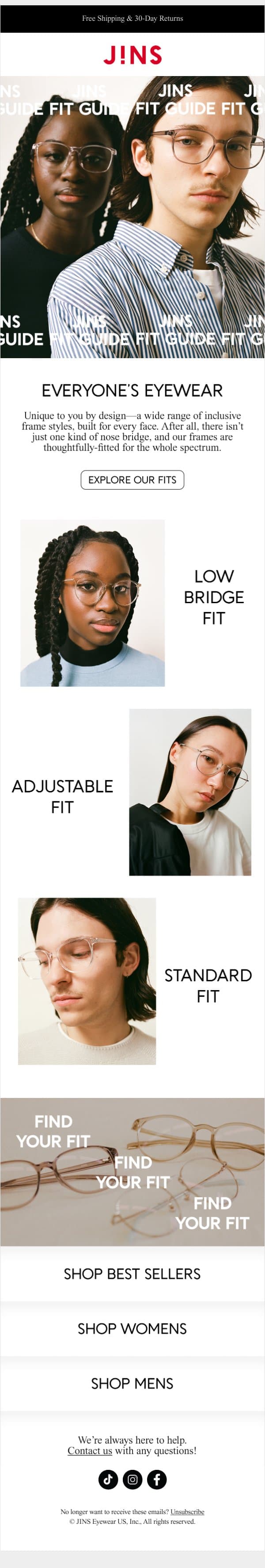 Explore Our Fits email from Jins screenshot