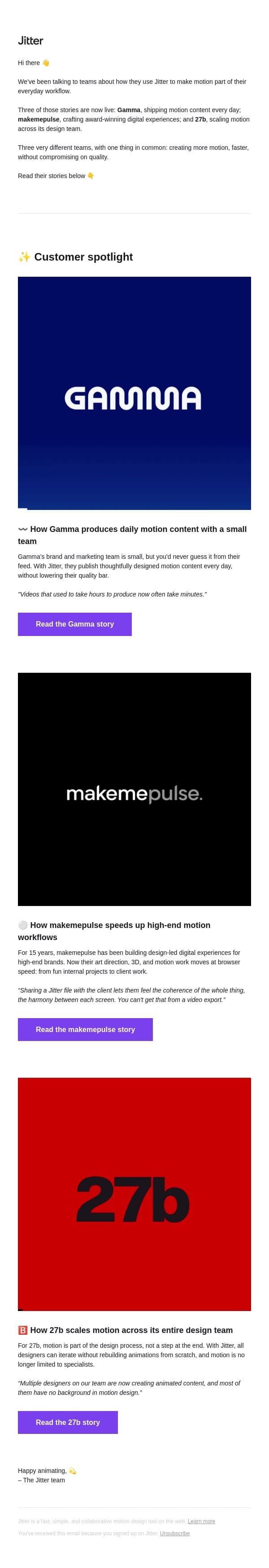✨ Inside the motion workflows of Gamma, makemepulse, and 27b email from Jitter screenshot