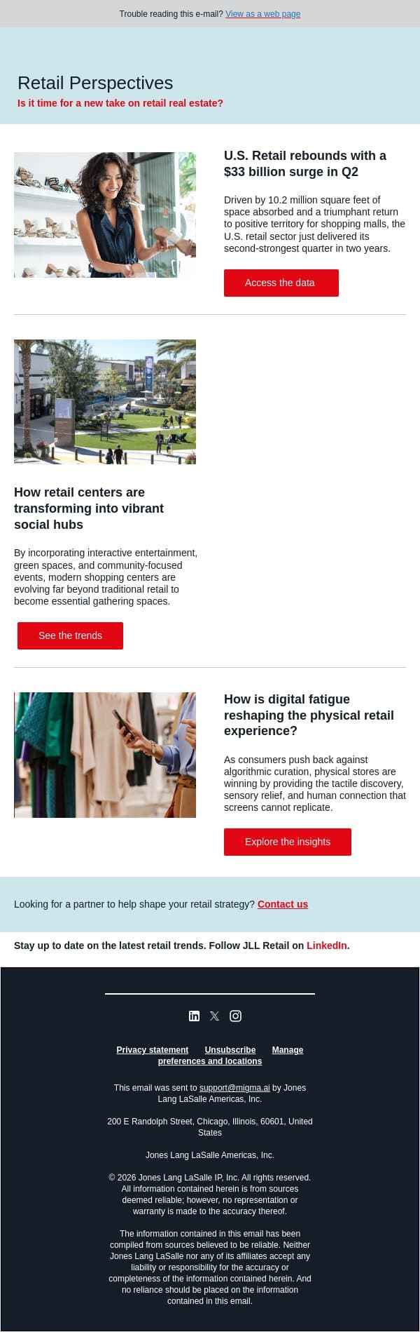 The $33B Retail rebound: Why physical stores are winning email from JLL screenshot