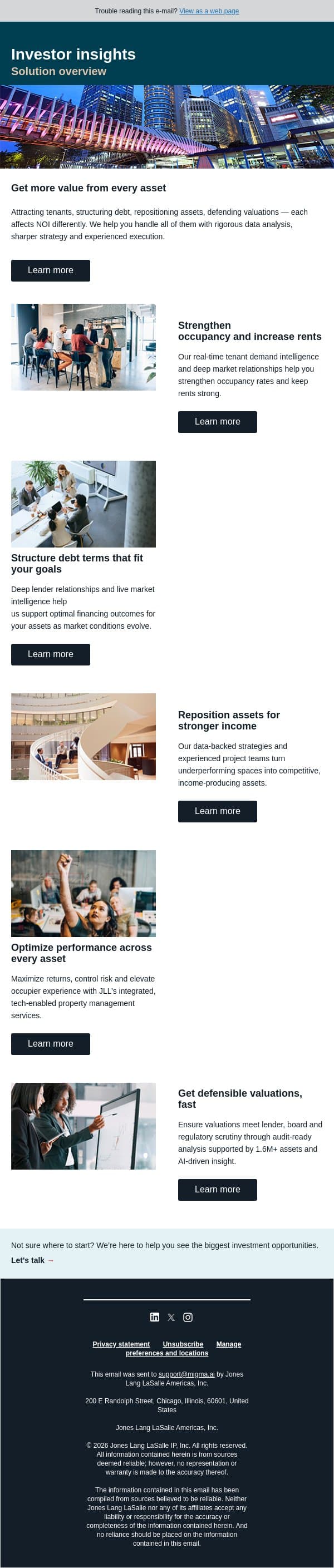 Do more to improve NOI across your CRE portfolio email from JLL screenshot