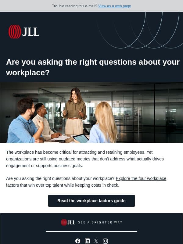 Are you asking the right workplace questions?​ email from JLL