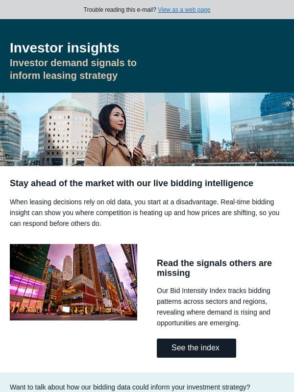 CRE investment demand signals worth tracking email from JLL