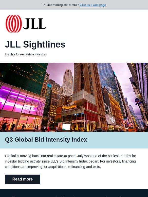 Real estate investor bidding nears record levels email from JLL