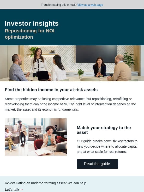 See potential in every underperforming asset email from JLL