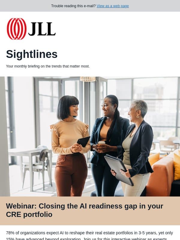 78% see it coming, but only 15% act on it email from JLL