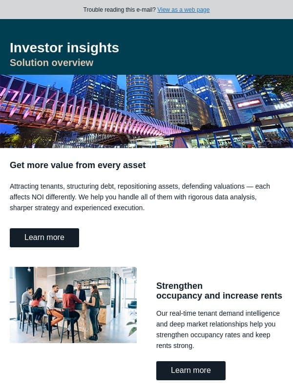 Do more to improve NOI across your CRE portfolio email from JLL