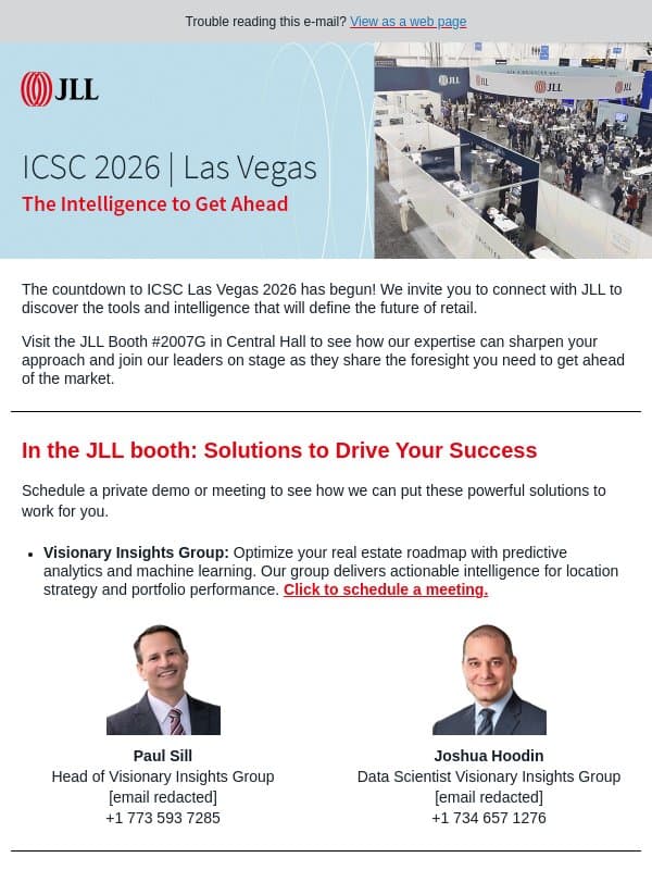 Gain Your Edge: Connect with JLL at ICSC Las Vegas 2026 email from JLL