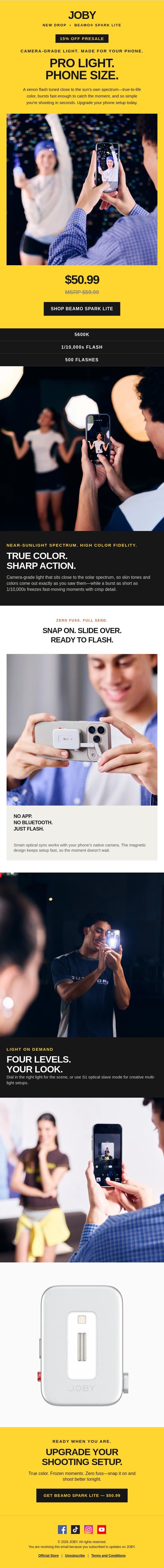⚡Meet JOBY All-New Beamo™ Spark Lite email from Joby screenshot