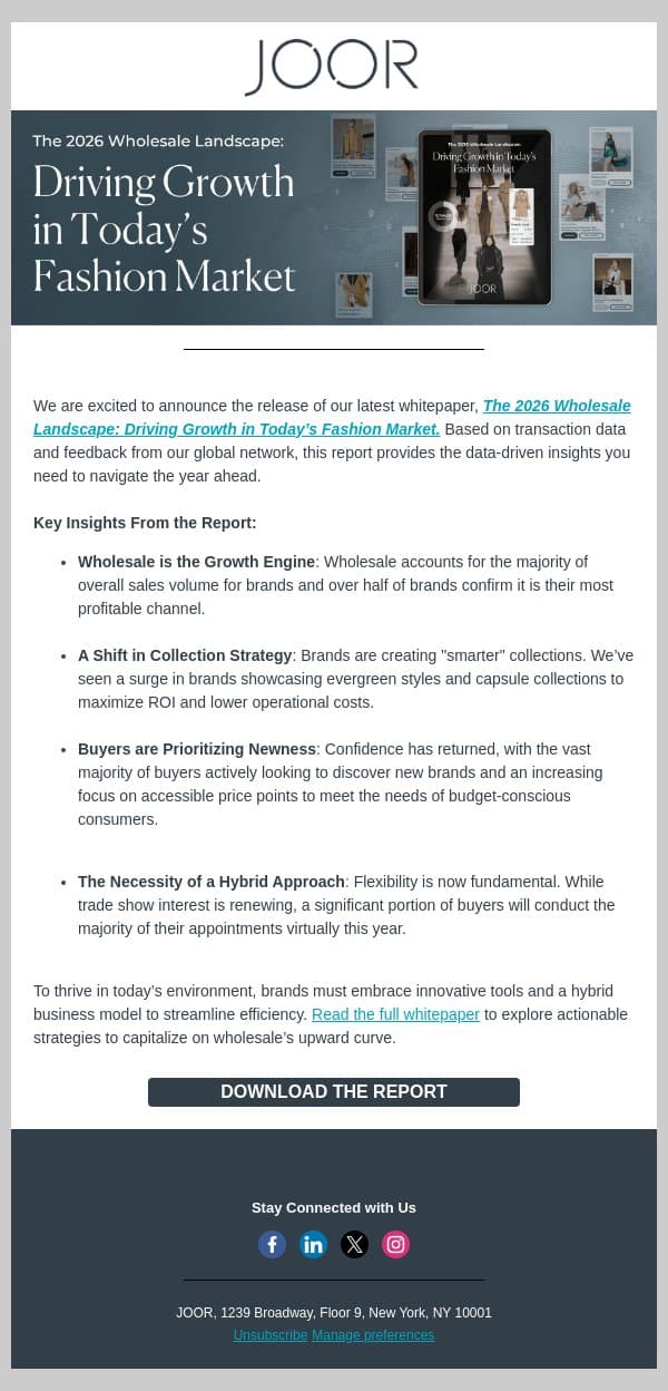 Exclusive Report: The 2026 Wholesale Landscape email from Joor screenshot