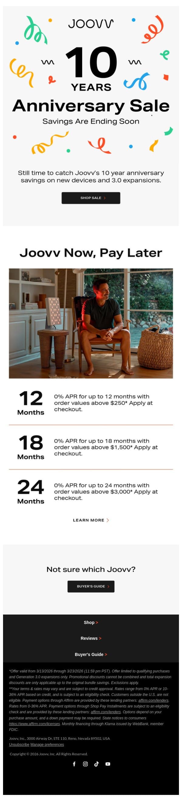 Don’t miss anniversary savings email from Joovv screenshot