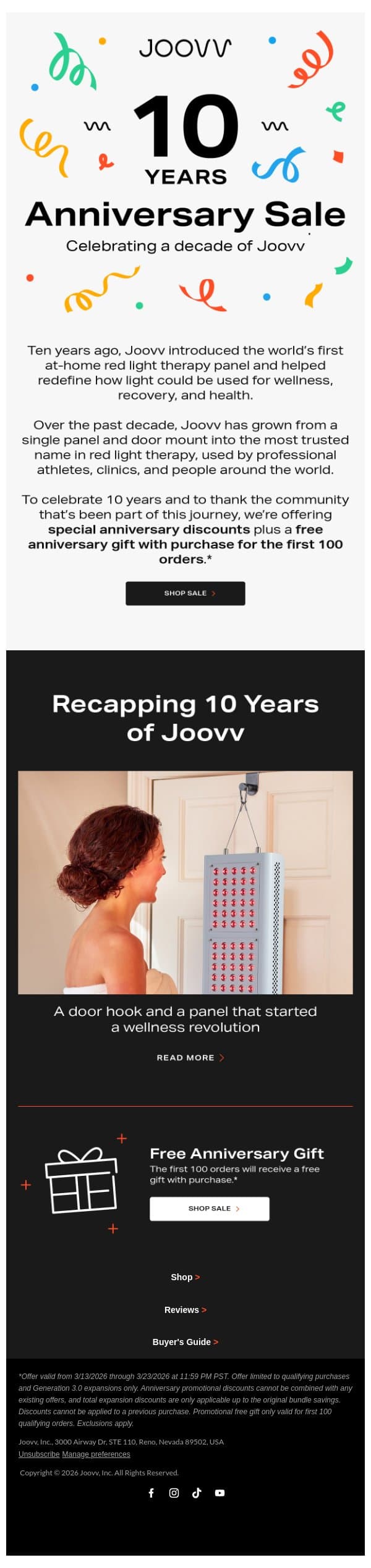 Joovv's Anniversary Sale has started email from Joovv screenshot