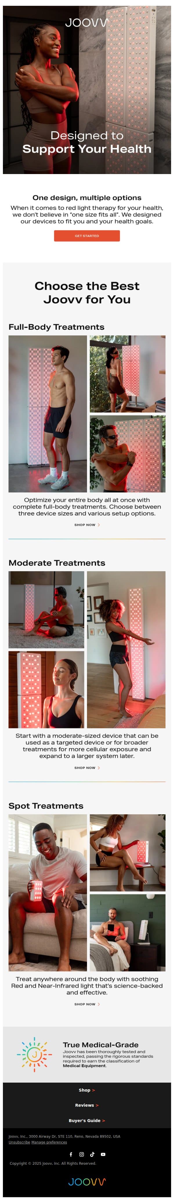 Modular design that lets you decide email from Joovv screenshot