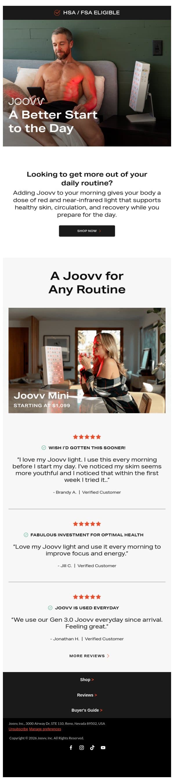 A better way to start your day email from Joovv screenshot