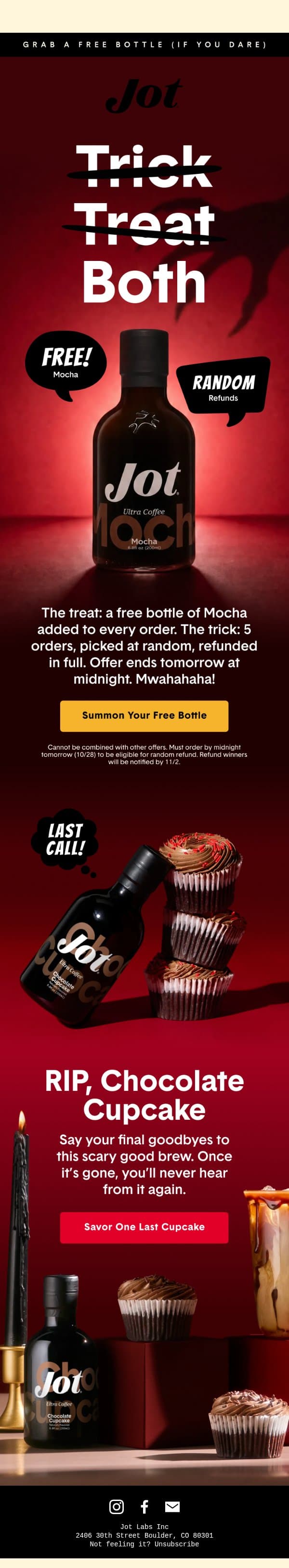Everyone gets a treat email from Jot screenshot