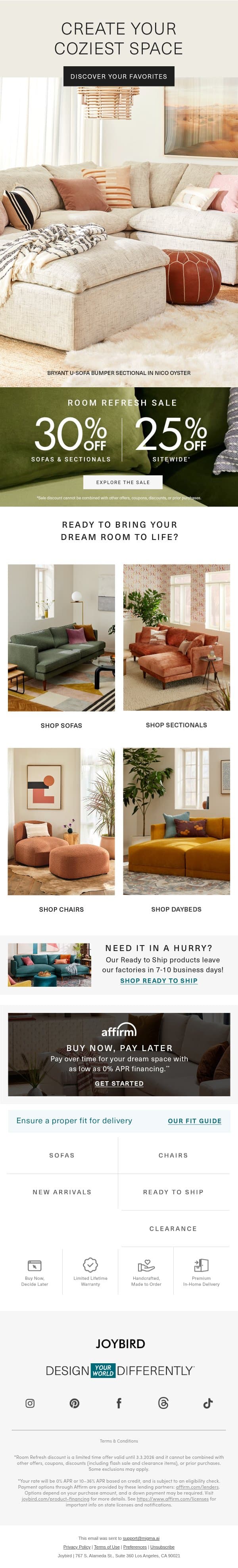 🤔 Which piece is next on your list? email from Joybird screenshot