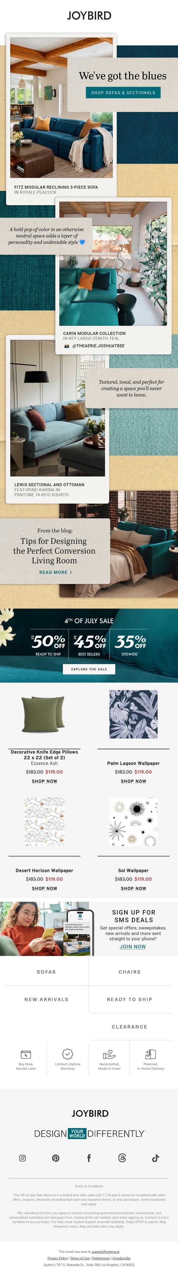 🩵💙 Feeling a little blue? email from Joybird screenshot