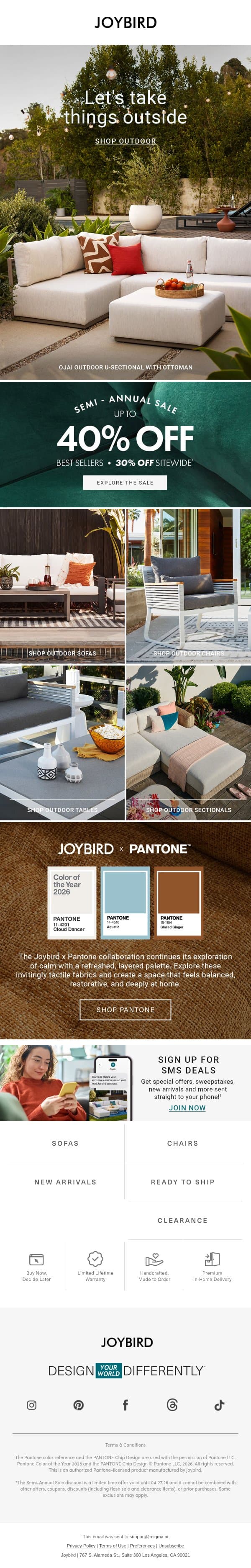 😎 Ready for outdoor hangs? email from Joybird screenshot