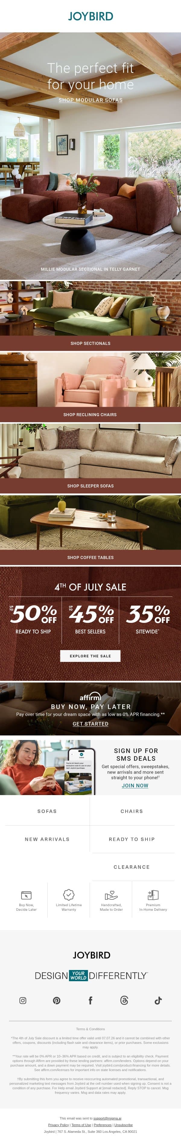 🛋 Discover deals on all your favorite seats email from Joybird screenshot