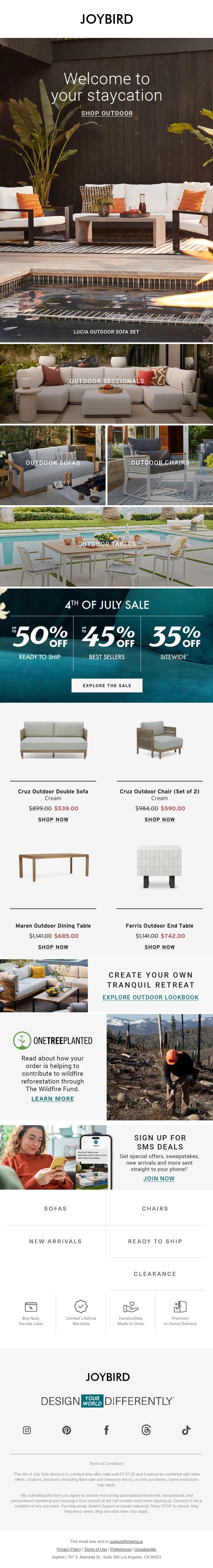 🌞 Is your backyard summer ready? email from Joybird screenshot
