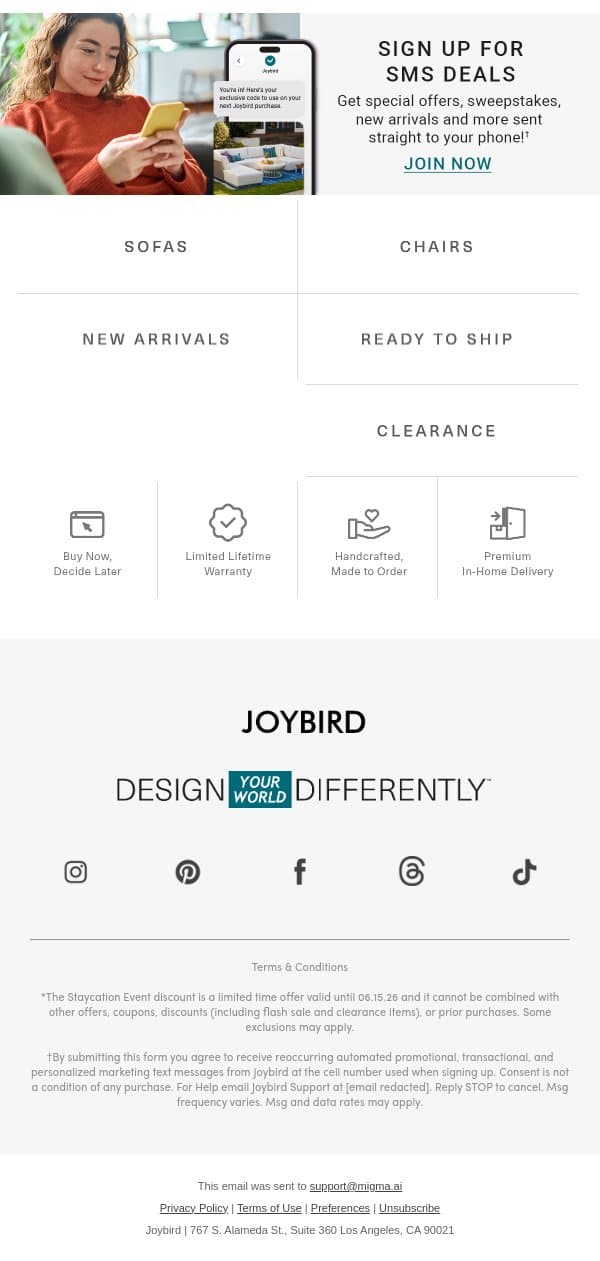 👋 Meet Millie - Our newest modular collection! email from Joybird screenshot