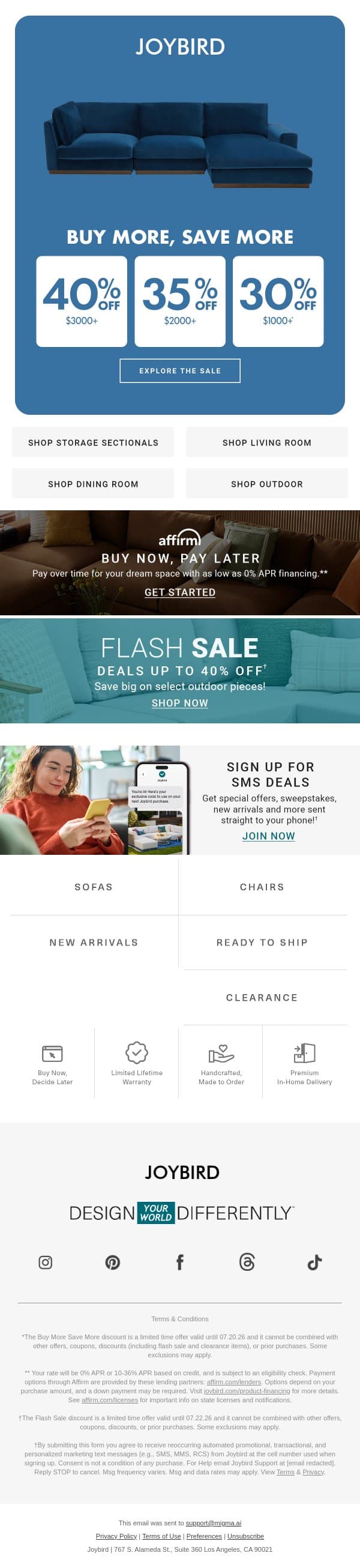 🛒 The more you buy, the more you save email from Joybird screenshot
