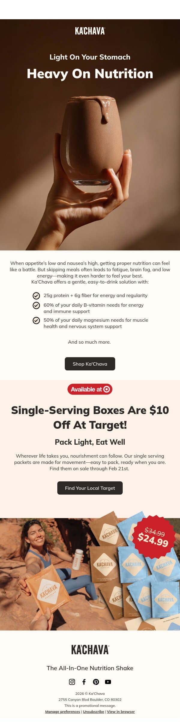 Struggling to eat on a GLP-1? 🤔 email from Ka'Chava screenshot