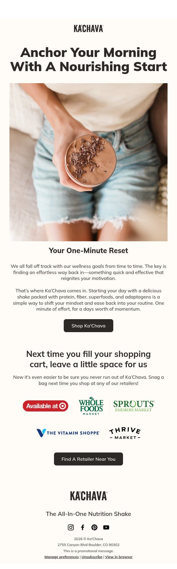 Get back on track, effortlessly 😎 email from Ka'Chava screenshot