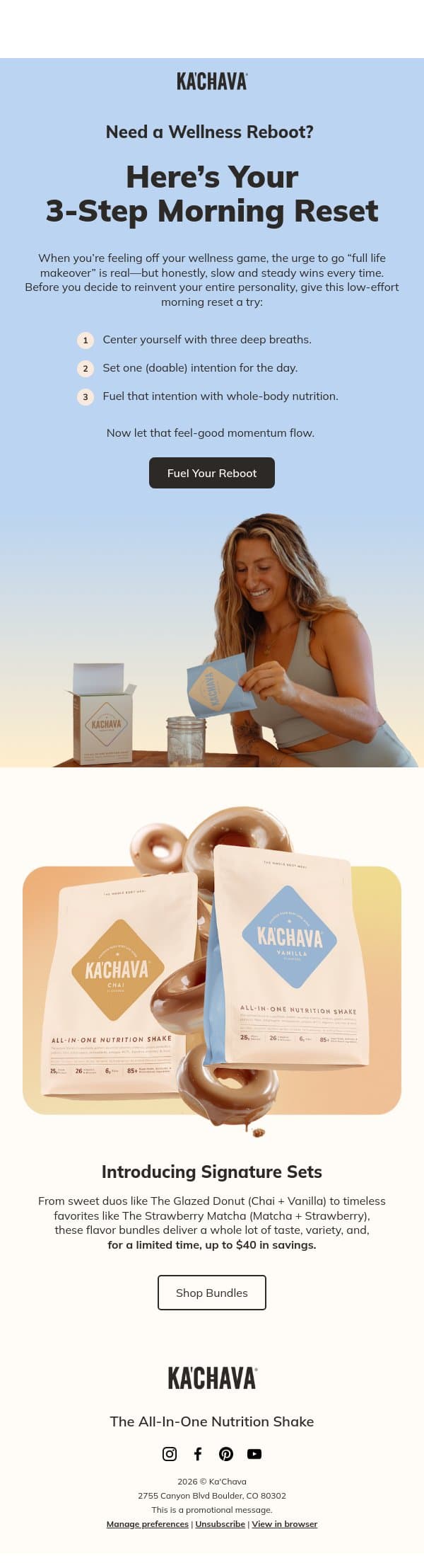 Feeling a little off? Reset your morning ☀️ email from Ka'Chava screenshot