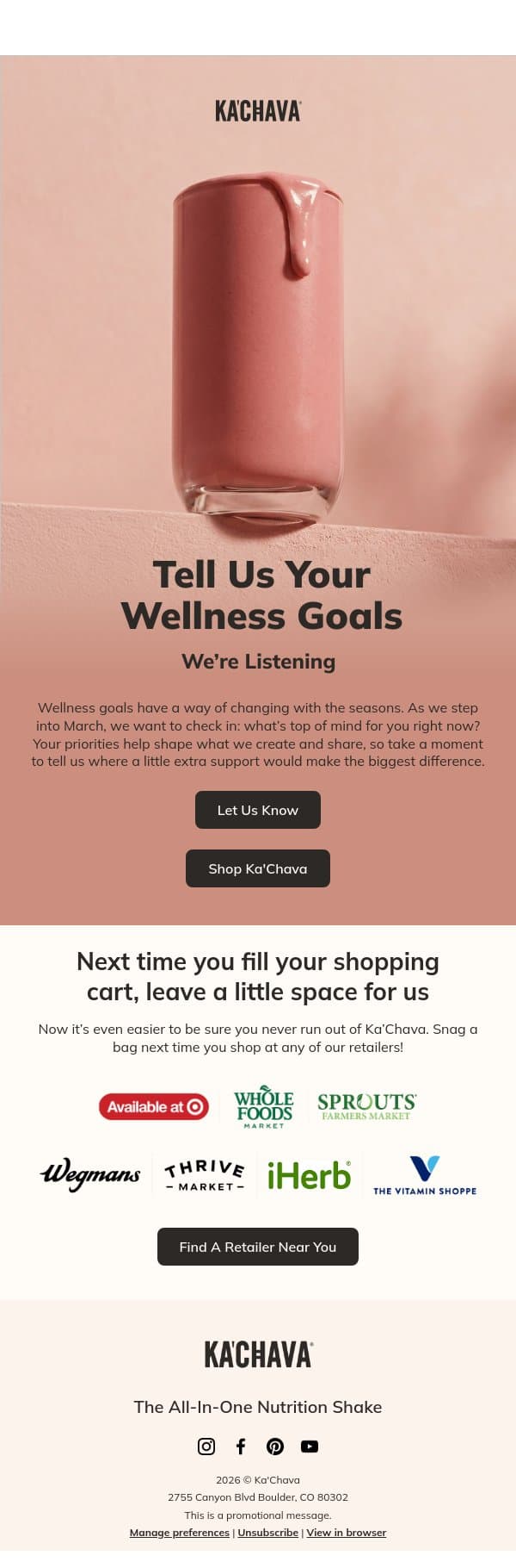 Let’s talk about your goals 💪 email from Ka'Chava screenshot