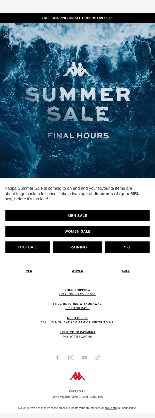 Sales: a few hours left ⚡ email from Kappa screenshot